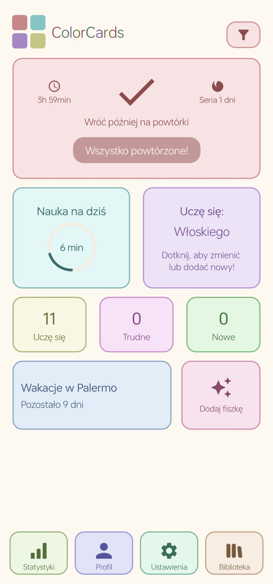 ColorCards — Today screen